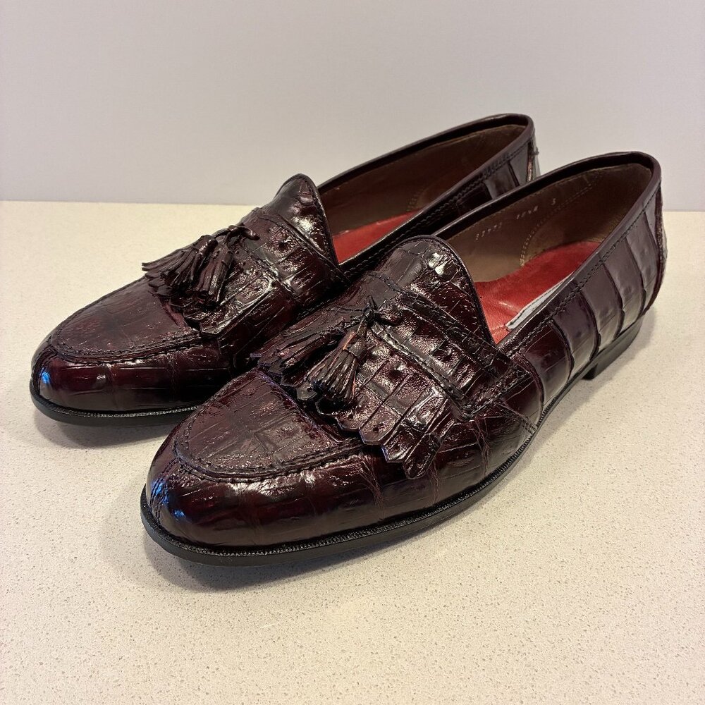 Bruno Magli Genuine Burgundy Crocodile Tassel Loafers – Men’s 10.5M